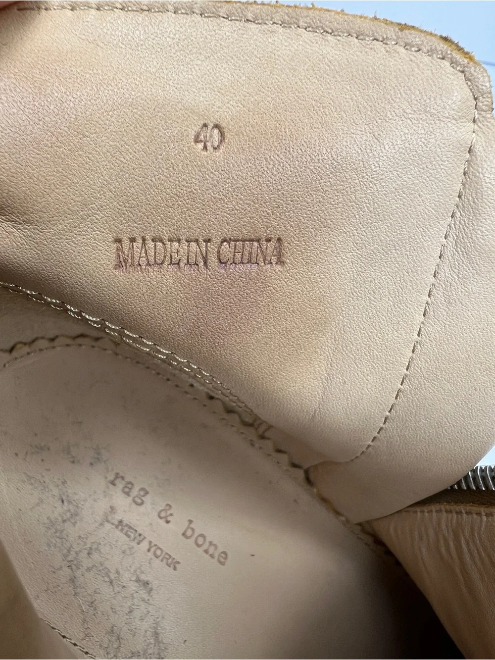 Rag & Bone Margot Tan Suede Double Zip Ankle Booties Size 40 / US 10 No Box